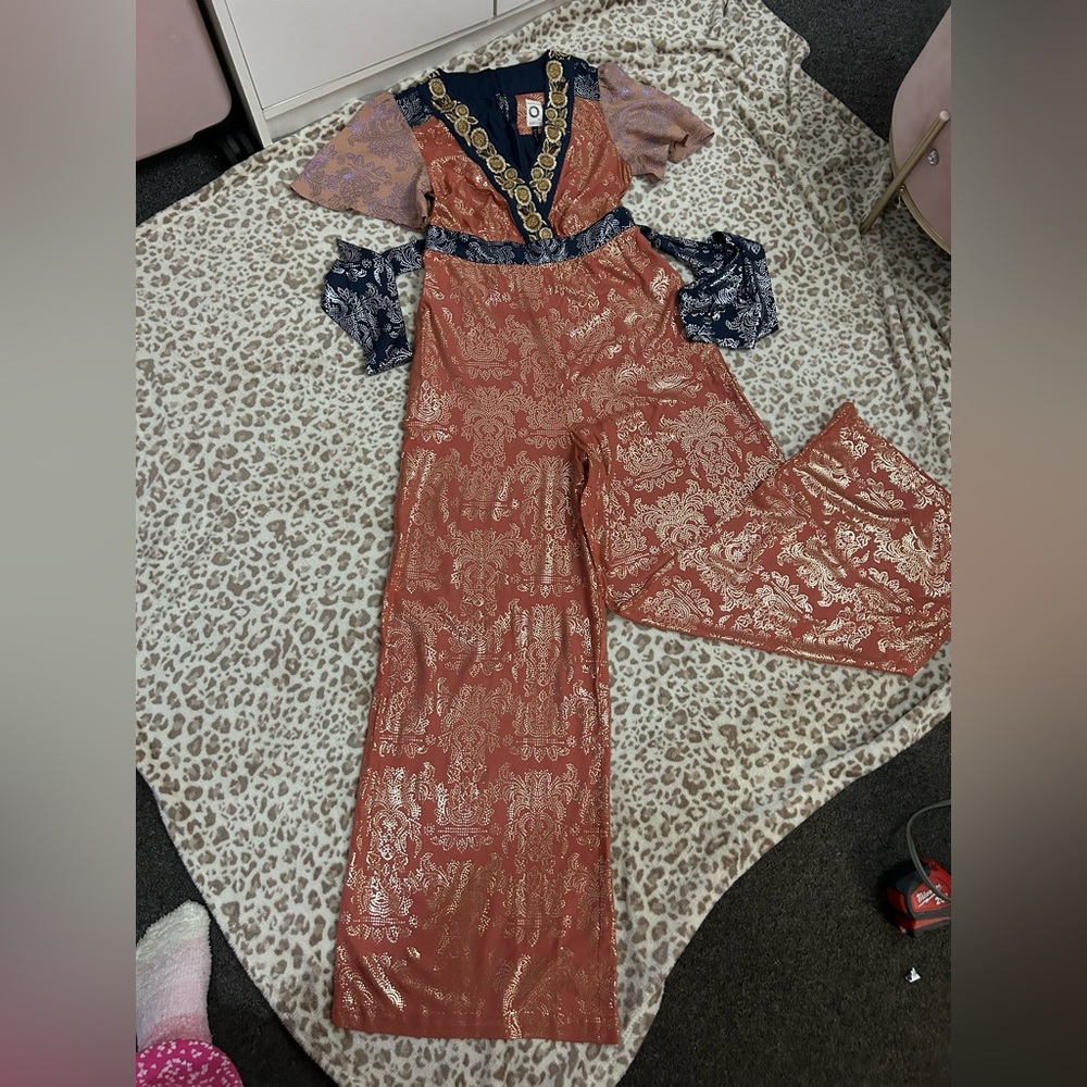 Anthropologie Multicolor Jumpsuit with Gold Accents